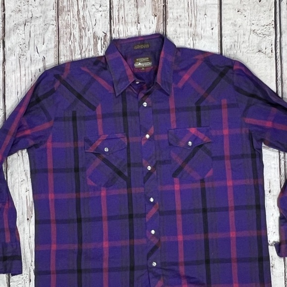 Vintage Western Rancher Pearl Snap Cowboy Outlaw Button Down Shirt - Picture 2 of 4